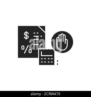 Tax resistance glyph black icon. Protesting against government, labor movement. Social protest. Pictogram for web page, mobile app, promo. Stock Vector