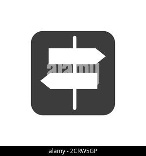 Directional arrow road black glyph icon. City guide. Public navigation. Pictogram for web page, mobile app, promo. UI UX GUI design element. Editable Stock Vector