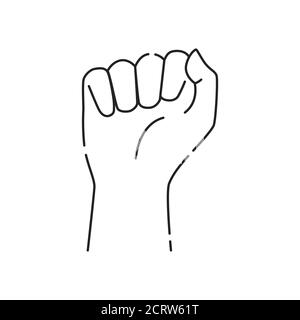 Human fist black line icon. Hand showing power symbol. Pictogram for web page, mobile app, promo. UI UX GUI design element. Editable stroke Stock Vector