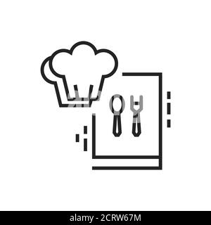 Cooking courses black line icon. Food masterclass. Culinary school, food workshop, chef kitchenware. Pictogram for web page, mobile app. UI UX GUI Stock Vector
