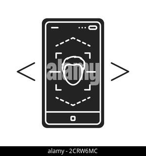 Augmented reality face recognition black glyph icon. Biometric scanning. Identification person. Pictogram for web page, mobile app, promo. UI UX GUI Stock Vector
