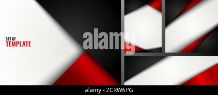 Set of template red and black triangle on white background. You can use for template brochure, poster, banner web, leaflet, flyer, cover book, present Stock Vector