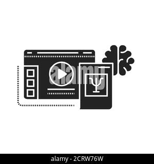 Psychology blog black glyph icon. Online psychologist help sign. Pictogram for web page, mobile app, promo. UI UX GUI design element. Stock Vector