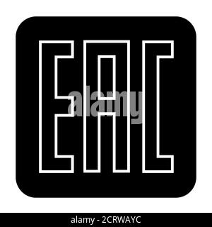 EAC sign, single icon product mark package. Euroasion symbol isolated on white background. Control information illustration . Stock Vector