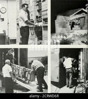 . Bell telephone magazine . onstructed, andservice was back to normal on the cablesystem. F.B.I, and Tucson Sheriffs Officeofficials conducting the investigationbelieve that vandalism rather than sab-otage was involved. The ability to switch rapidly to alter-nate facilities while the cable system wasout of service — and the speed withwhich the new facilities were built andinstalled — resulted from careful advanceplanning and close cooperation on thepart of the AT&T Long Lines department,the local operating telephone com-panies, and the Western Electric Com-pany, the Bell Systems manufacturinga Stock Photo