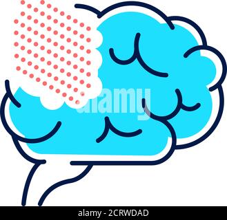 Brain disease alzheimer s line color icon. Human organ concept. Memory loss. Decrease in mental human abilities. Sign for web page, mobile app, button Stock Vector