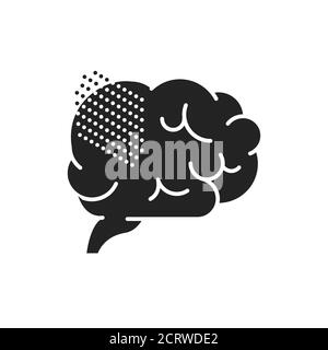 Brain disease alzheimer s glyph black icon. Human organ concept. Memory loss. Decrease in mental human abilities. Sign for web page, mobile app Stock Vector