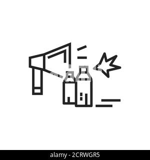 Revolution line black icon. Civil unrest, vandalism. Social protest. Pictogram for web page, mobile app, promo. Editable stroke. Stock Vector