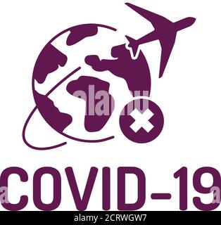Travel ban glyph icon . Prevention stop travelling to risk places. Wuhan Novel coronavirus 2019-nCoV. Dangerous chinese virus. Pictogram for web page Stock Vector