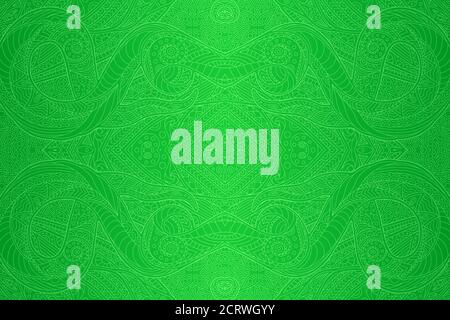 Beautiful light green background with abstract seamless linear pattern Stock Vector