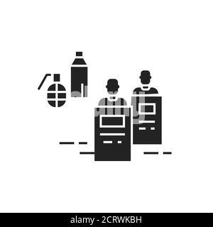 Mob violence glyph black icon. Civil unrest, vandalism. Social protest. Pictogram for web page, mobile app, promo. Stock Vector