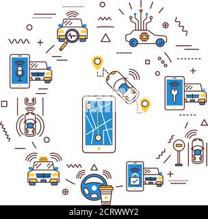 Driverless car infographics, self driving automobile technology ...
