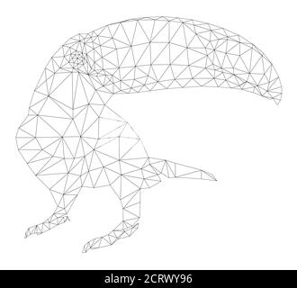 Vector skeleton of toucan, Low Poly, Polygonal illustration on white background . Stock Vector