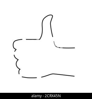 Hand showing symbol like black line icon. Making thumb up gesture. Pictogram for web page, mobile app, promo. UI UX GUI design element. Editable Stock Vector