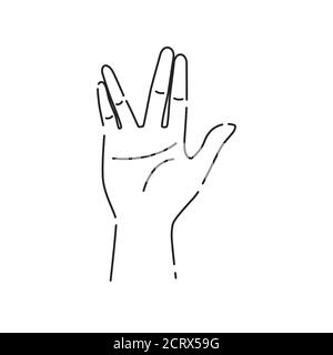 Hand gesture of human line black icon. Pictogram for web page, mobile app, promo. UI UX GUI design element. Editable stroke Stock Vector