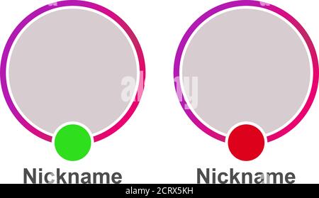 Social media online/offline icon avatar frame. Live stories user video streaming. Vector illustration . Stock Vector