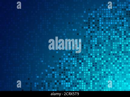 Abstract technology digital futuristic concept blue glowing pixel background and texture. Square shape pattern. Vector illustration Stock Vector