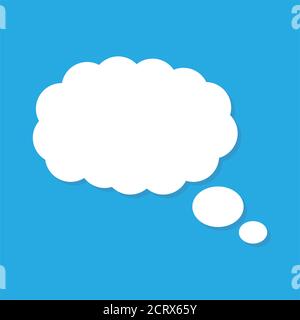 Blank empty balloon cloud with white color isolated on blue background. vector dialog for website . Stock Vector