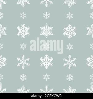 Snowflake holiday decoration, seamless pattern. Snow flat sign isloated on grey background . Stock Vector