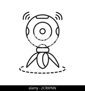 360 degree panoramic video camera on tripod black line icon. Innovative digital device. Pictogram for web page, mobile app, promo. UI UX GUI design Stock Vector
