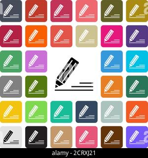 Vector modern Edit flat design icon set in button. Stock Vector