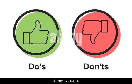 Speech icon vector bubble Dos and Don'ts or like/unlike symbols, flat simple logotype graphic design . Stock Vector