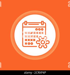 Quarantine color button. Self- isolation, period icon. Calendar with crossed period and virus. Pictogram for web page, mobile app, promo. Editable Stock Vector