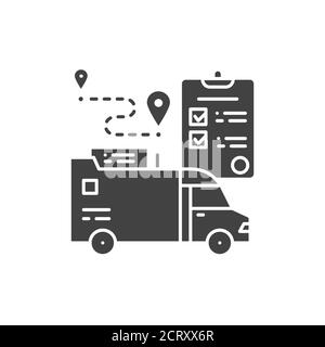 Delivery document black glyph icon. Freight transport sign. Express shipping. Sign for web page, app. UI UX GUI design element Stock Vector