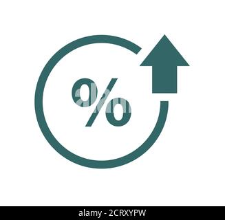 Percent up line icon. Percentage, arrow, reduction. Banking concept . Stock Vector