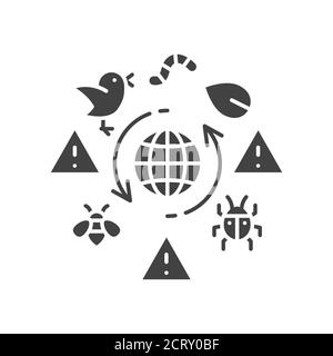 Biodiversity loss black glyph icon. Extinction animal species. Environmental problems. Sign for web page, app. UI UX GUI design element. Stock Vector