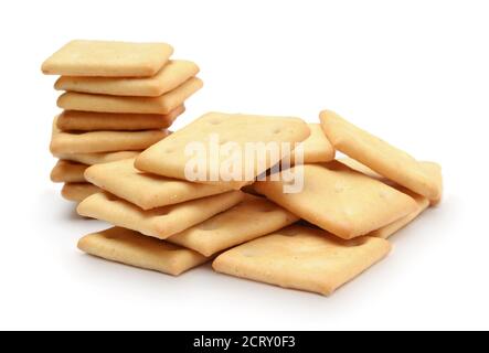 Heap of fresh cookies isolated on white. Stock Photo