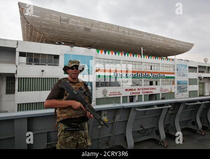 A Special Warfare Officer Stands On The Deck Of The British Royal Navy Type 45 Destroyer Hms Daring In Mumbai June 12 12 Hms Daring Is Currently Anchored In Mumbai And Was Open