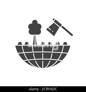Deforestation black glyph icon. Environmental problems. Sign for web page, app. UI UX GUI design element. Stock Vector