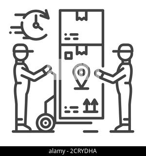 Loading goods line icon concept. Loading goods flat vector symbol, sign ...