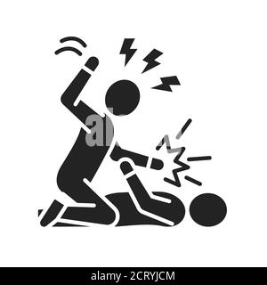 Physical bullying black glyph icon. Harassment, beat and violence. Sign for web page, mobile app, button, logo Stock Vector