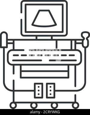 Digital ultrasonic diagnostic system line black icon. Examination of the abdominal cavity concept. Sign for web page, mobile app. Vector isolated Stock Vector