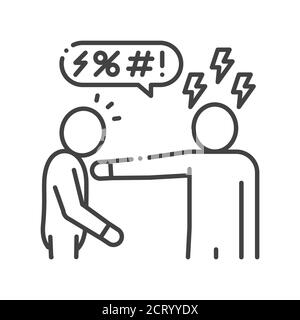 Verbal bullying black line icon. Harassment, social abuse and violence ...