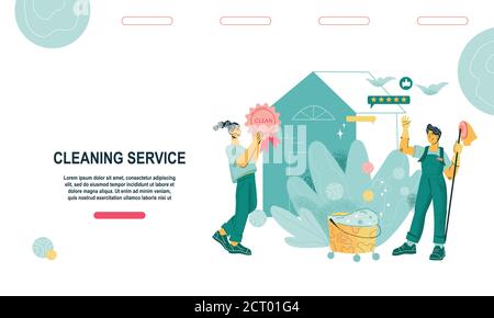 Cleaning service website template for housekeeping services vector illustration. Stock Vector