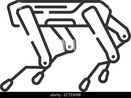 SPOT robot dog black line icon. Innovation in technology. Industrial sensing and remote operation needs. Mini Robot guard. Sign for web page, app. UI Stock Vector
