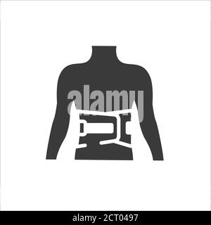 Bandage belt for a back glyph black icon. Medical support for the lumbar after injuries and sprains. Bandage to relieve pain. Posture Corrector. Sign Stock Vector