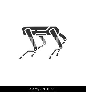 SPOT robot dog black glyph icon. Innovation in technology. Industrial sensing and remote operation needs. Mini Robot guard. Sign for web page, app. UI Stock Vector