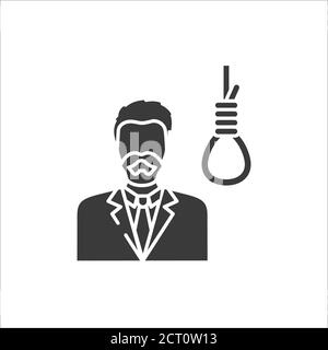 Suicide black glyph icon. Mental disorder. Social problem, mortality concept. Sign for web page, mobile app, banner, social media Stock Vector