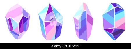Set of crystals and minerals. Stock Vector