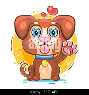 Dog sitting Ready For Your Design, Greeting Card, Banner. Vector Stock Vector