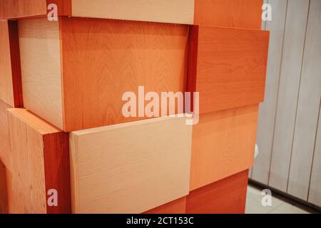 Closeup of uneven orange bricks Stock Photo