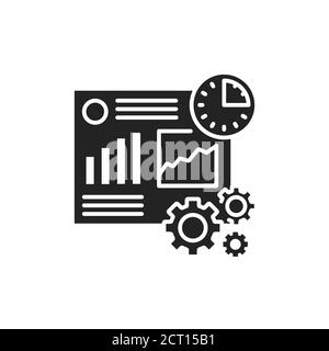 Time management black glyph icon. Workflow planning and control concept. Sign for web page, mobile app, button, logo. Vector isolated element Stock Vector
