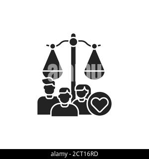 Family court glyph black icon. Judiciary concept. Child custody. Sign for web page, mobile app, button, logo. Vector isolated button. Stock Vector