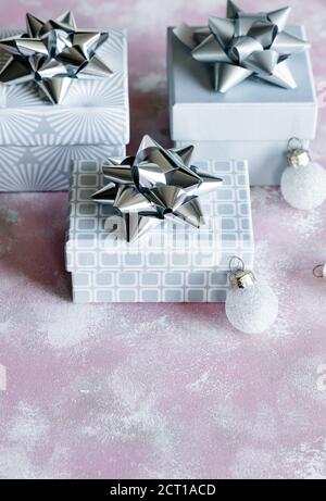 Christmas gift boxes. Stock Photo