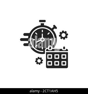 Deadline black glyph icon. Time management. Timer and punctuality concept. Sign for web page, mobile app, button, logo. Vector isolated element Stock Vector