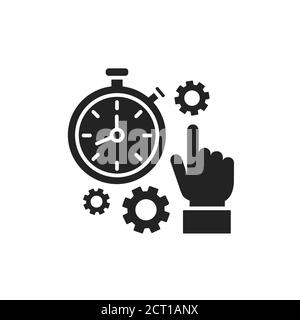 Punctuality black glyph icon. Time management. Timer and deadline concept. Sign for web page, mobile app, button, logo. Vector isolated element. Stock Vector